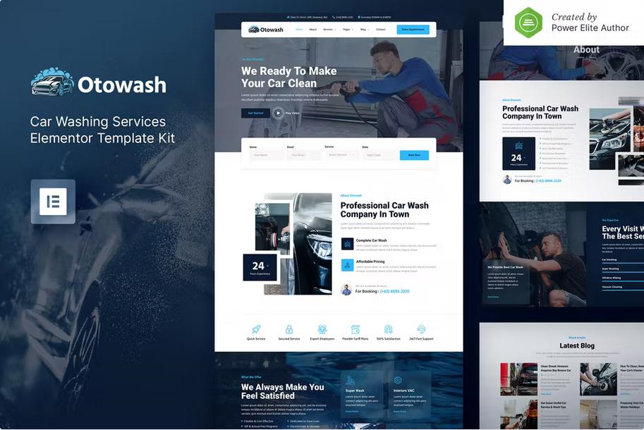 OTOWASH – CAR WASHING & CLEANING SERVICES ELEMENTOR TEMPLATE KIT